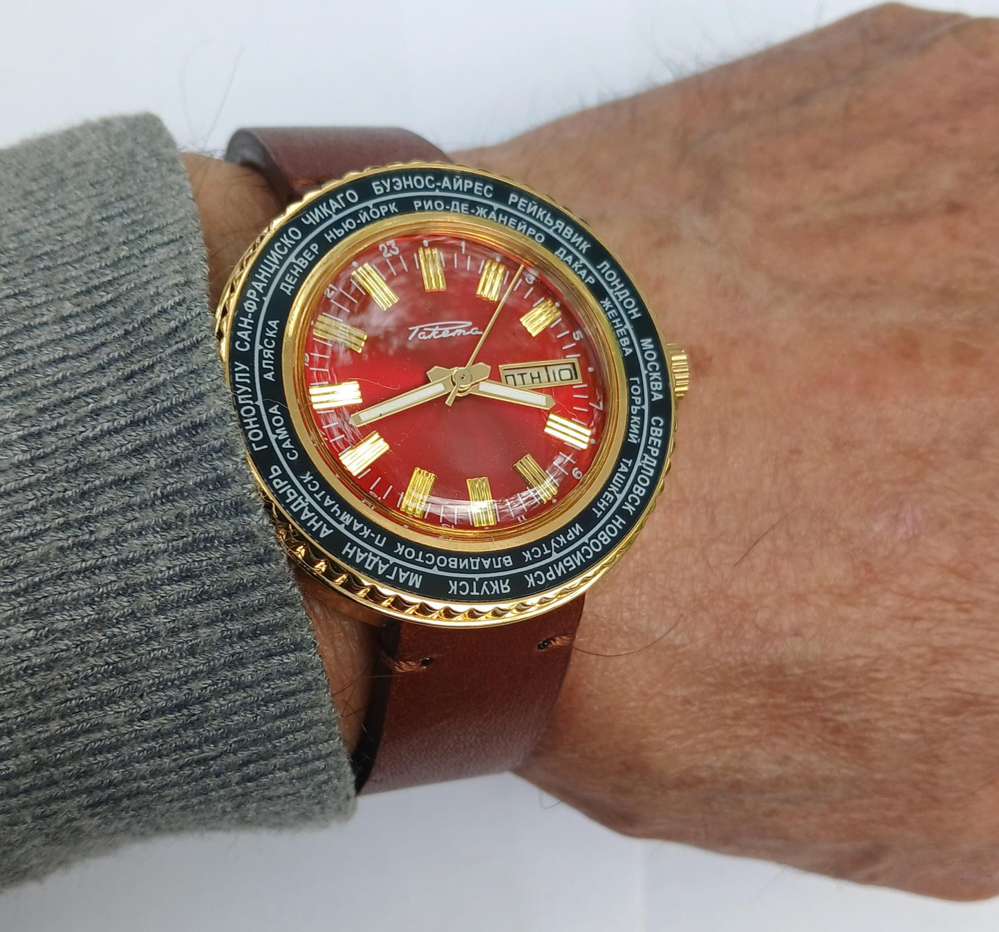 GMT watch, Cities watch, Soviet watch "Raketa" ,Mens watch ,Vintage Watch, Ukraine watch , Mechanical watch