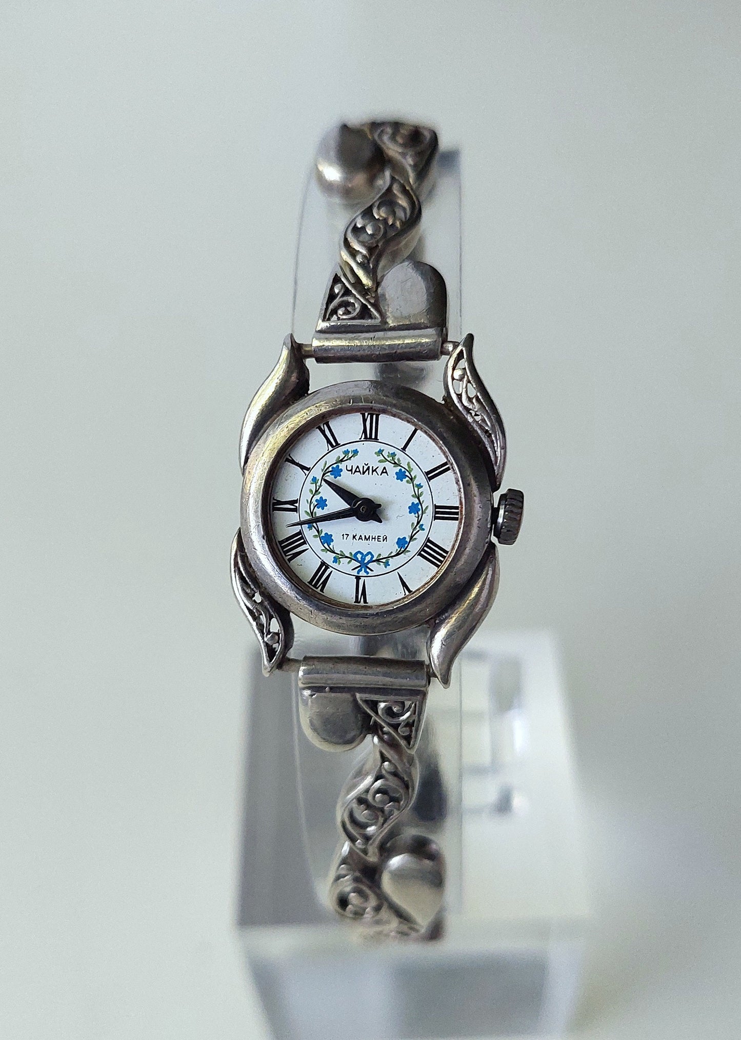 Soviet watch "Chaika" ,Vintage Watch, Sterling silver watch