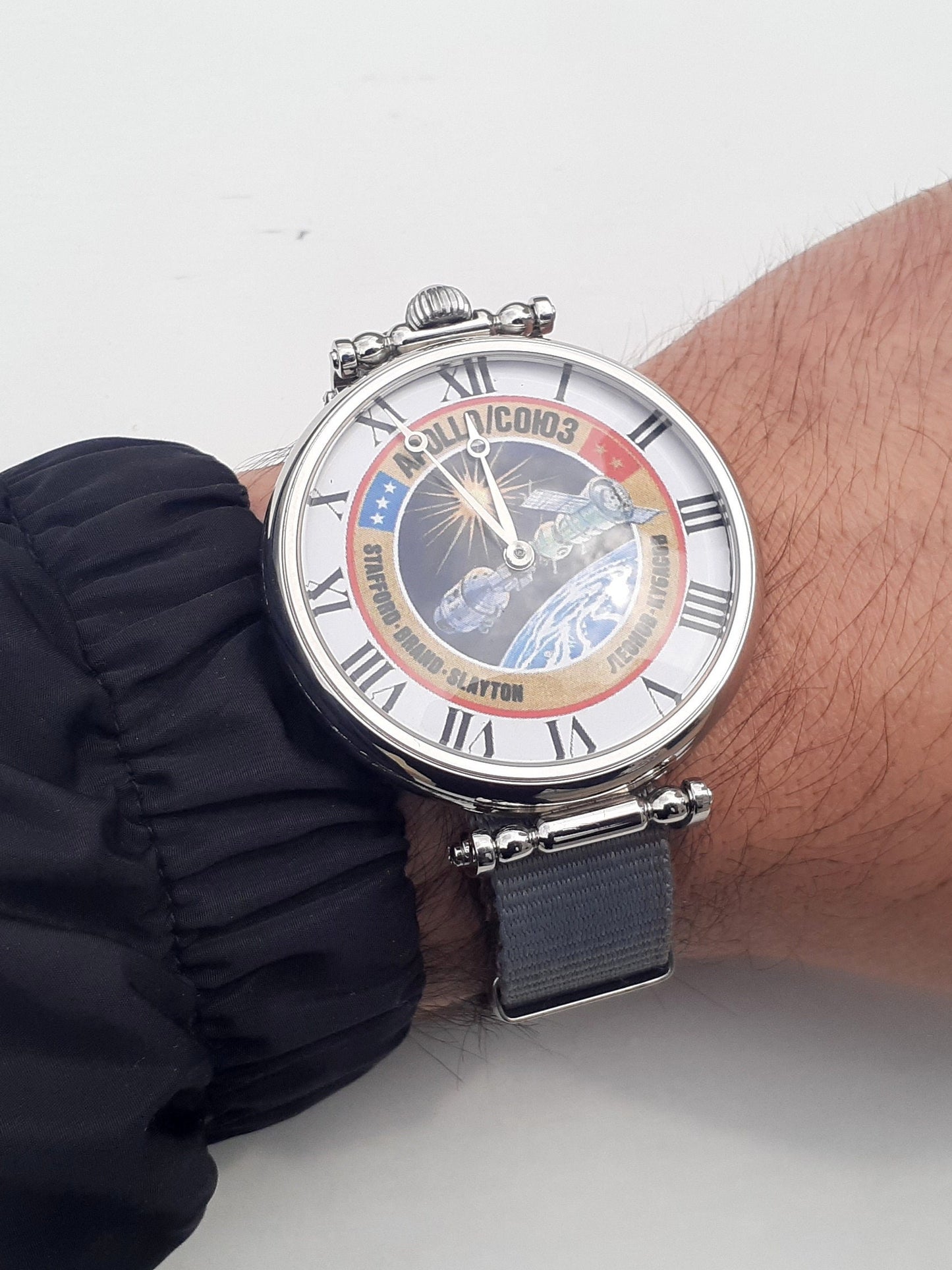 Soviet watch "Molnija"with dial - Soyuz-Apollo mission.