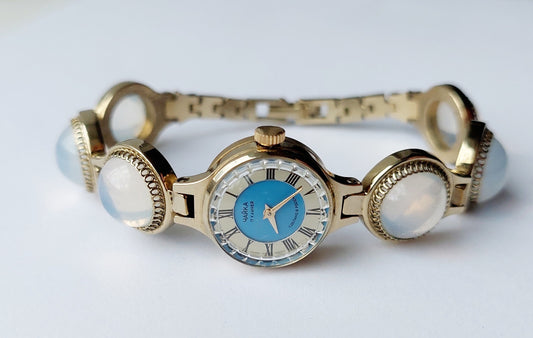Soviet watch "Chaika" with moonstone , Vintage Watch ,Ukraine watch ,Womens watch ,gold watch , Mechanical watch, Christmas Gift WATCH