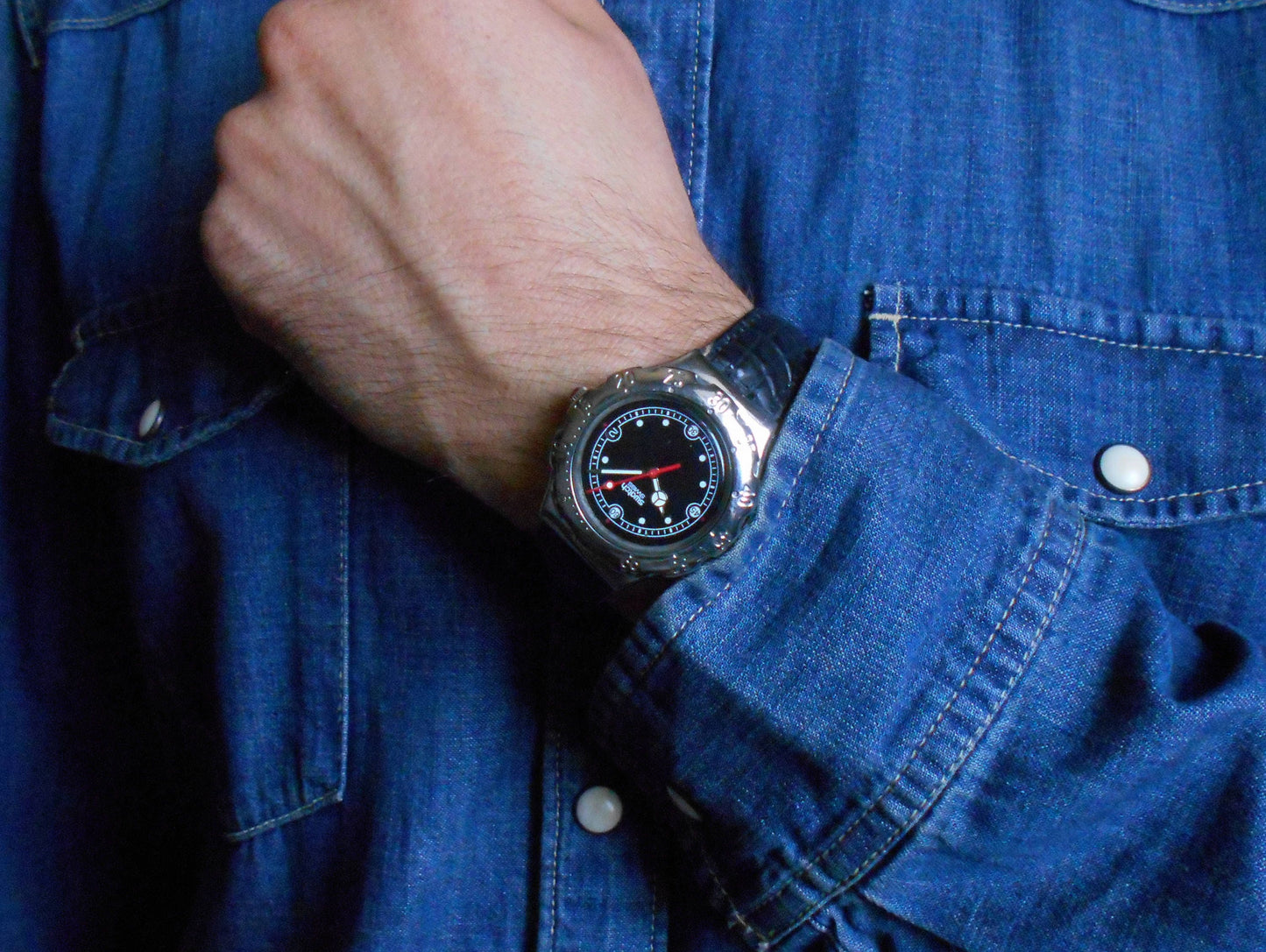 Swiss watch "Swatch" ,Vintage watch ,Mens watch ,Swatch Watch, lack white watch, watch men