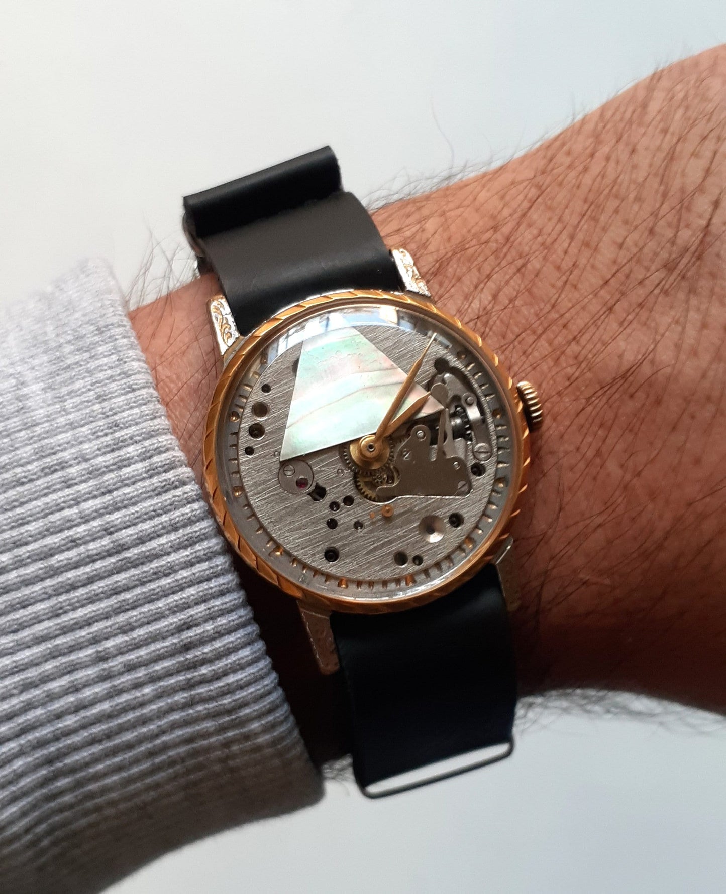 Skeleton Watch with pearl pyramid ,Soviet watch ,Ukraine watch ,Vintage Watch ,Mens watch ,Mechanical watch, classic watch- USSR Vintage