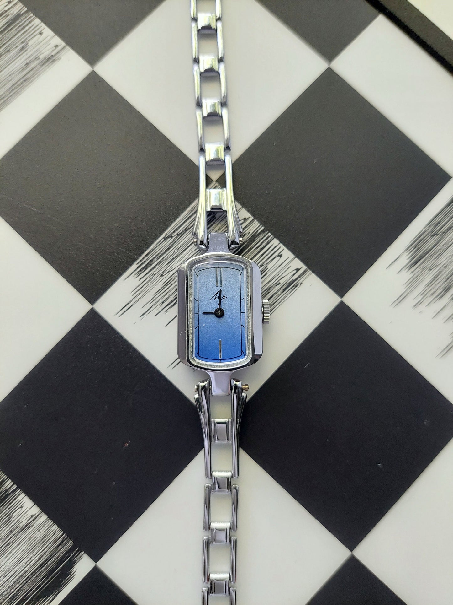 New watch "Luch" with box and papers , Vintage Watch ,Womens watch ,silver watch , Mechanical watch