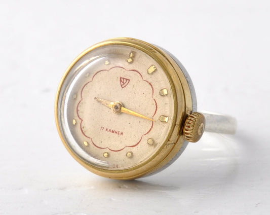 Vintage Ring watch ,Soviet watch , Ukraine watch, Elegant watch ,gold plated watch, Vintage Watch ,Womens watch, Mechanical watch "Ch