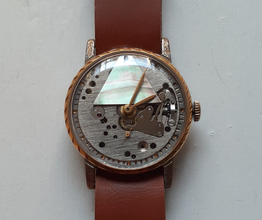 Skeleton Watch with pearl pyramid ,Soviet watch ,Ukraine watch ,Vintage Watch ,Mens watch ,Mechanical watch, classic watch- USSR Vintage