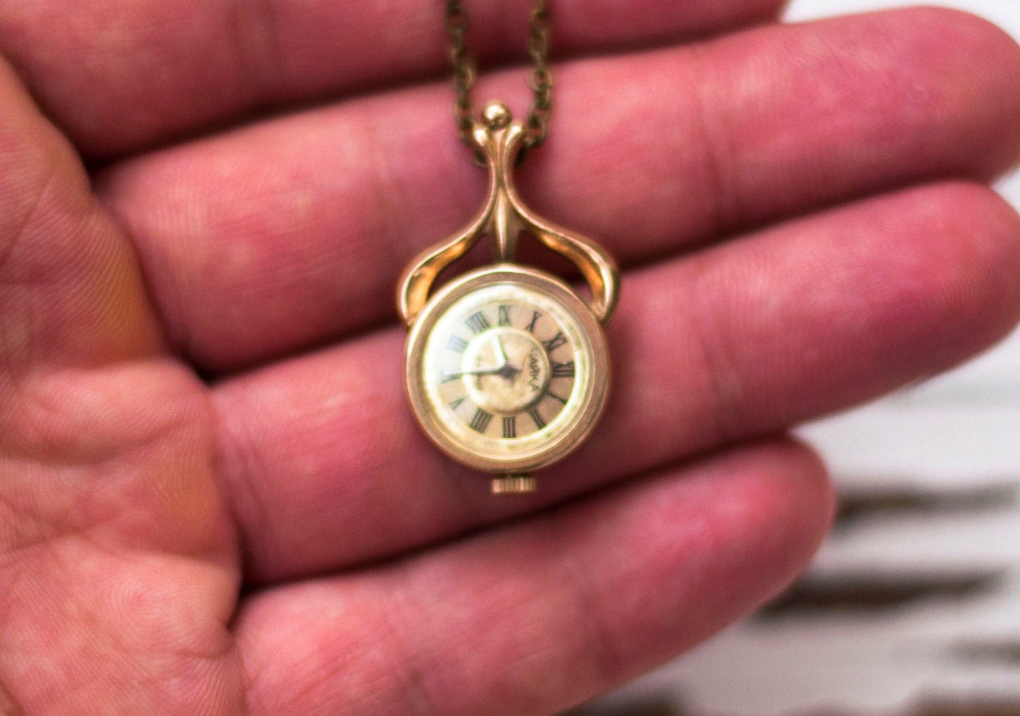 Vintage pendant watch "Chaika", Gold plated watch with enamel , gold watch ,Womens watch, Mechanical watch