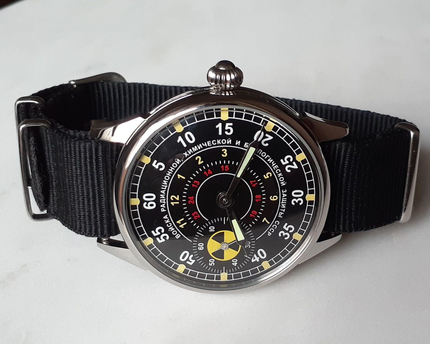 Soviet watch "Molnija"- "Troops of radiation, chemical and biological protection of the USSR", vintage watch, Hazard watch