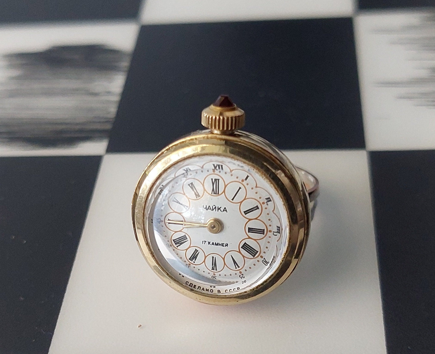 Rare Vintage Ring watch ,Soviet watch , Ukraine watch, Elegant watch ,gold plated watch, Vintage Watch ,Womens watch, Mechanical watch "Ch