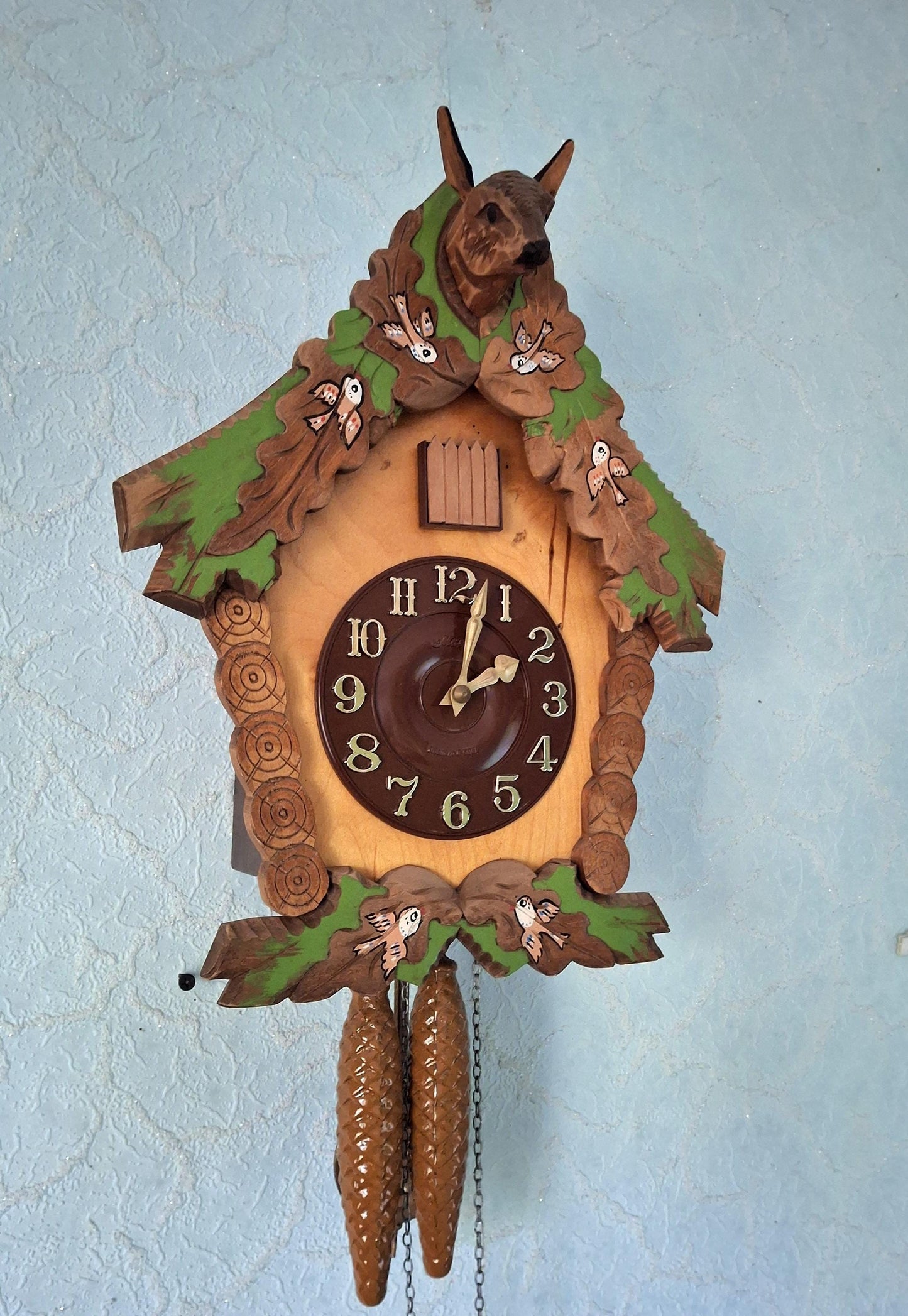 Cuckoo Clock with deer and birds decor , Soviet clock, Alarm clock with cuckoo
