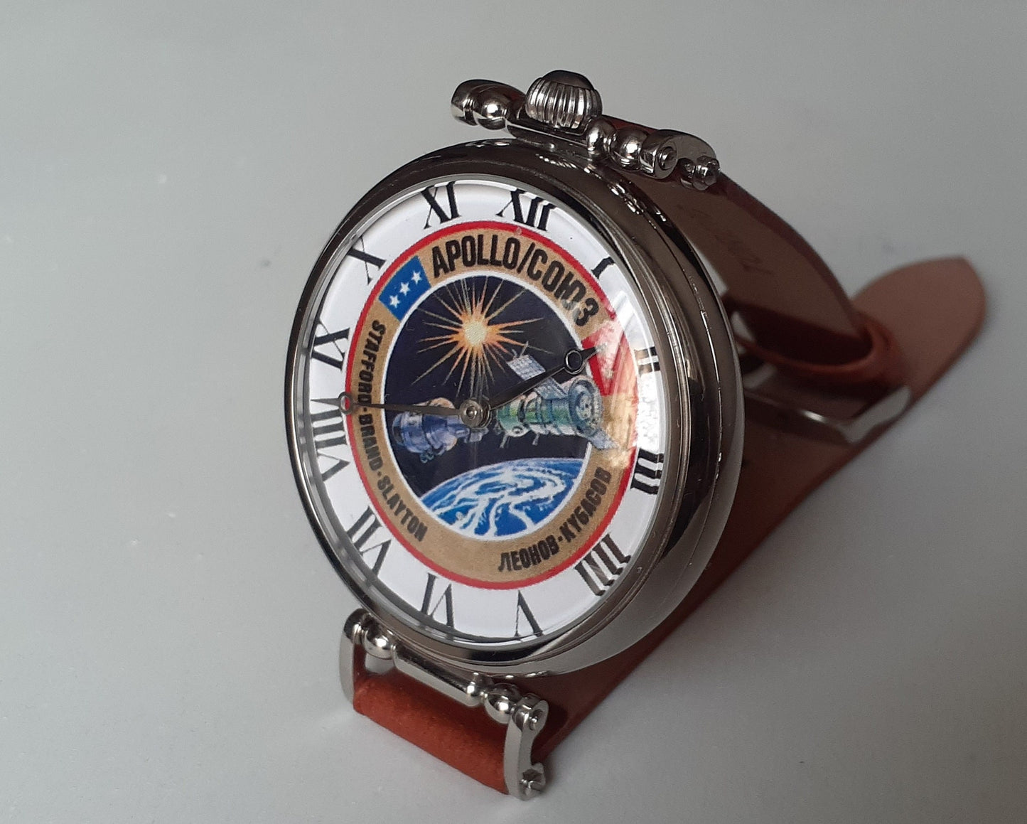 Soviet watch "Molnija"with dial - Soyuz-Apollo mission.