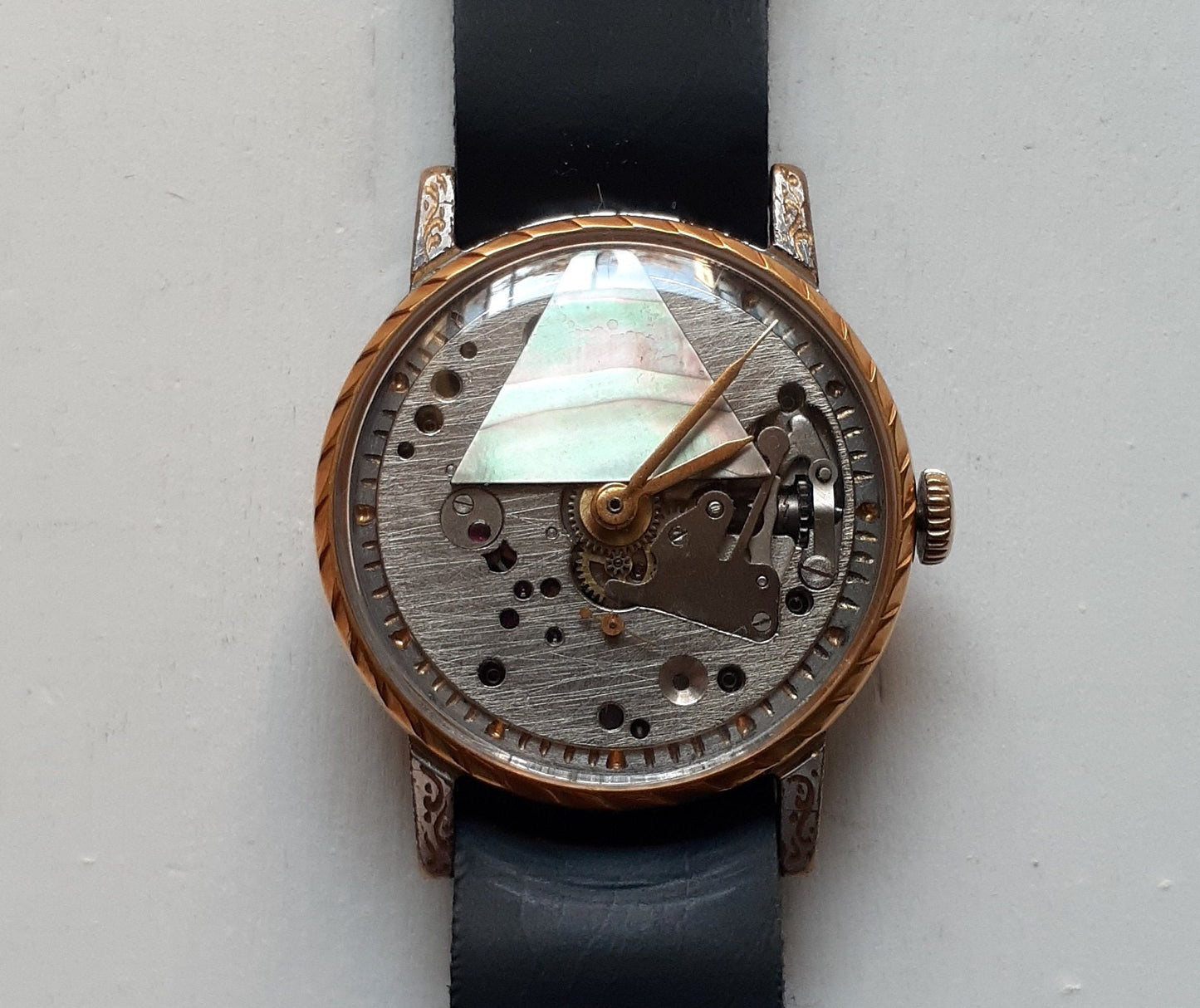 Skeleton Watch with pearl pyramid ,Soviet watch ,Ukraine watch ,Vintage Watch ,Mens watch ,Mechanical watch, classic watch- USSR Vintage