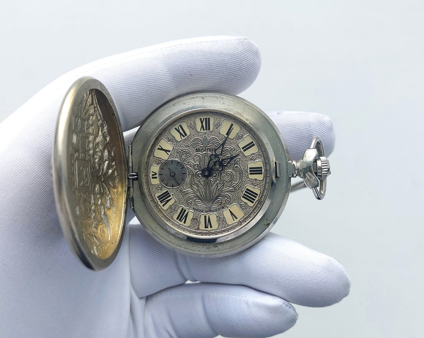 Soviet watch - "Molnija", Saint George and the Two-headed eagle ,vintage pocket watch