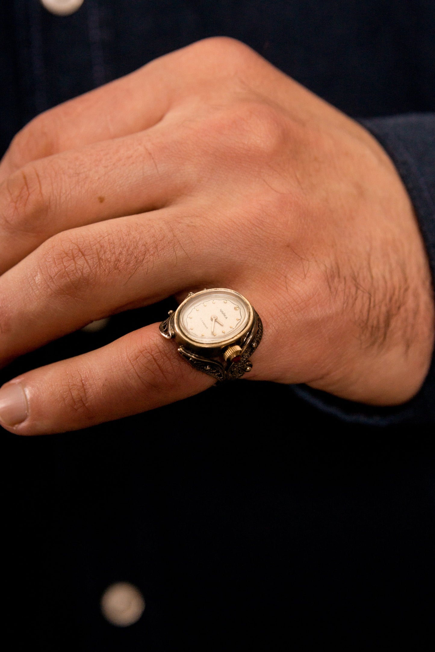 Vintage Ring watch  "Chaika" with ruby stone crown , Vintage Ring watch ,gold plated watch ring ,Womens watch, Mechanical watch