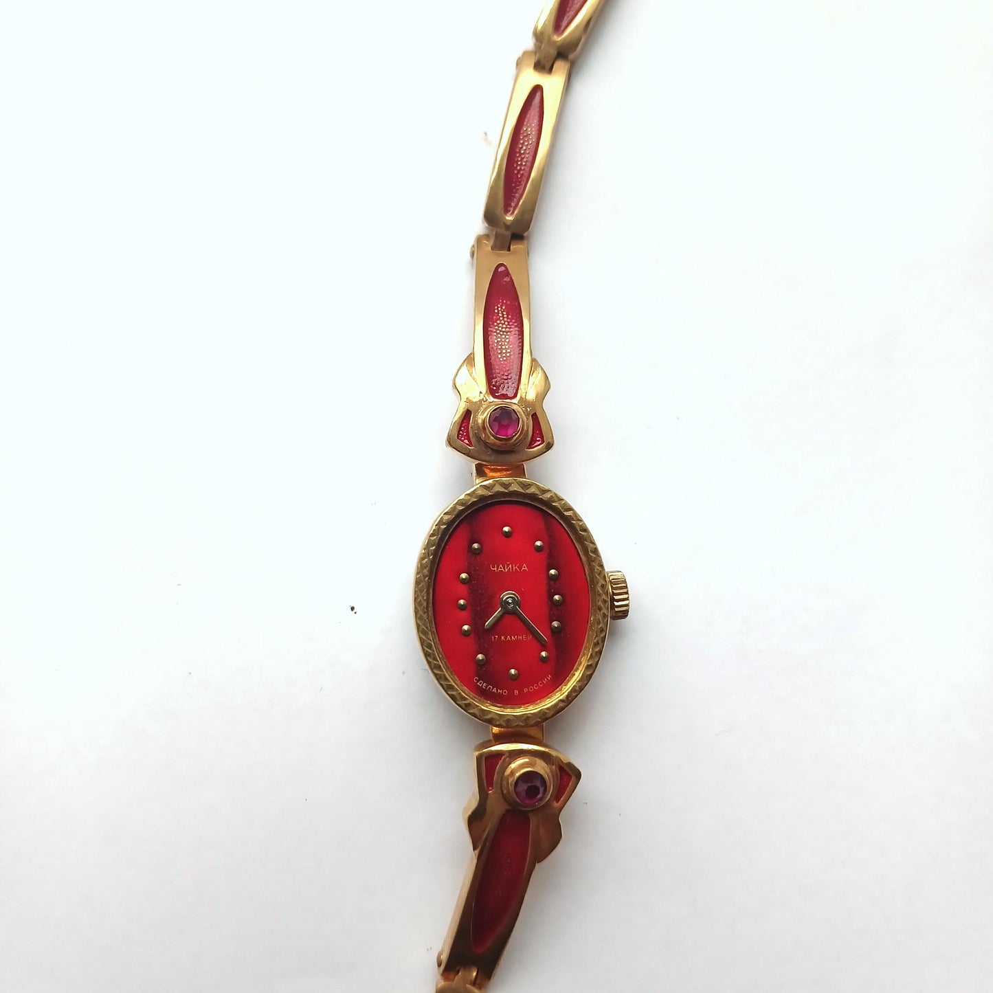 Soviet watch - "Chaika" with ruby stones in bracelet