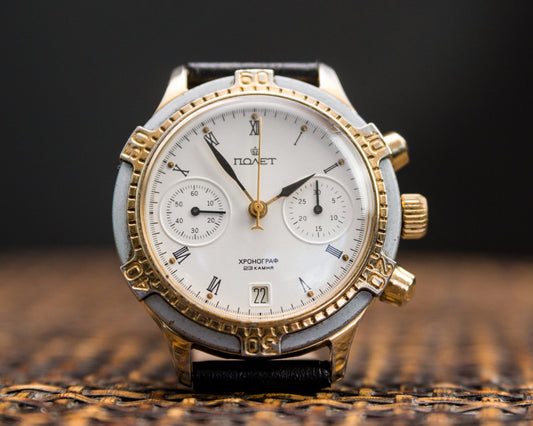 Chronograph "Poljot", Soviet watch Vintage Watch Gilded Watch Ukraine watch Mens watch Mechanical watch  watch, air force watch