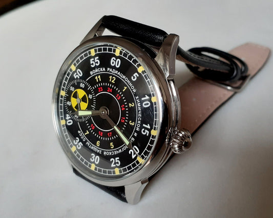 Soviet watch "Molnija"- "Troops of radiation, chemical and biological protection of the USSR", vintage watch, Hazard watch