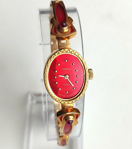Soviet watch - "Chaika" with ruby stones in bracelet