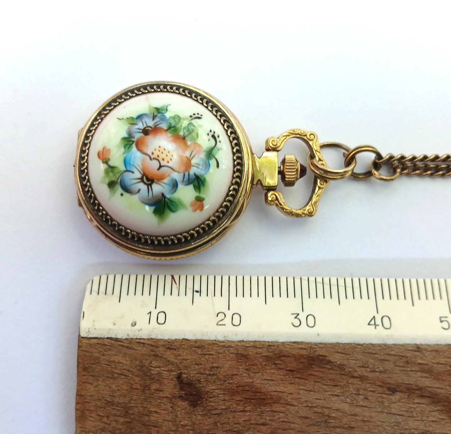 Pendant watch "Chaika", Gold plated watch with enamel , gold watch ,Womens watch, Mechanical watch