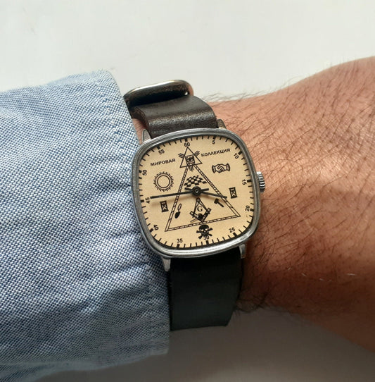 Masonic watch, Soviet watch "Signs of Masons" , Ukraine watch, Vintage Watch ,Mens watch