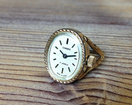 Vintage watch ring ,Gold Ring watch ,Soviet watch ,Russian watch , gold watch , Christmas Gift, Women watch Mechanical watch "Chaika"