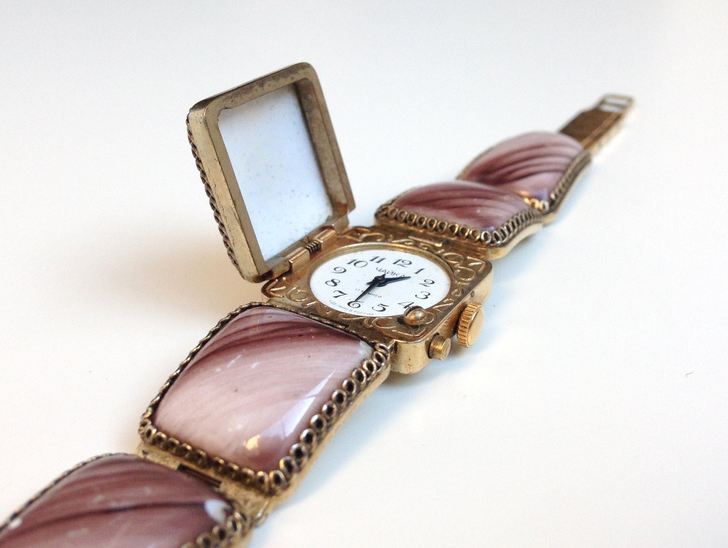 Soviet watch "Chaika" with enamel bracelet, Vintage Watch ,Ukraine watch ,Womens watch ,gold watch , Mechanical watch, Christmas Gift WATCH