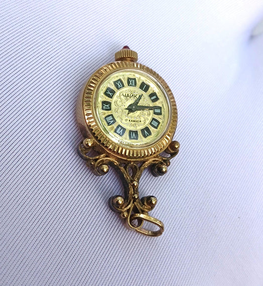 Gold plated watch , Pendant watch "Chaika", gold watch ,Womens watch, Mechanical watch