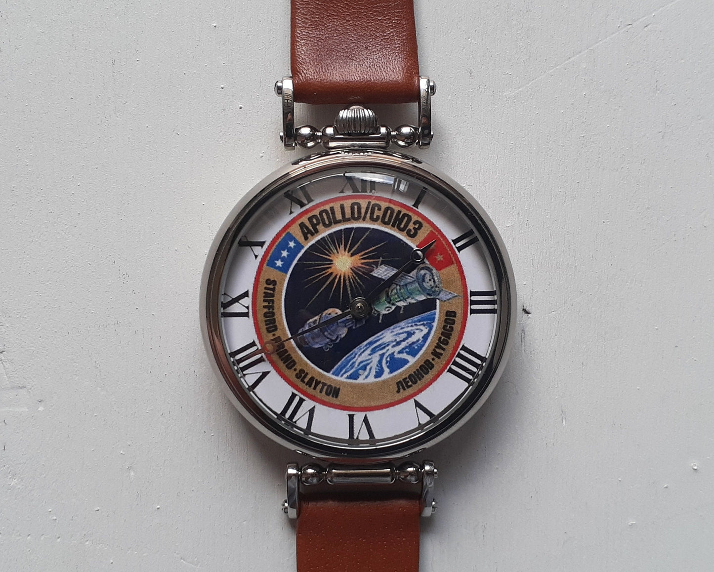 Soviet watch "Molnija"with dial - Soyuz-Apollo mission.