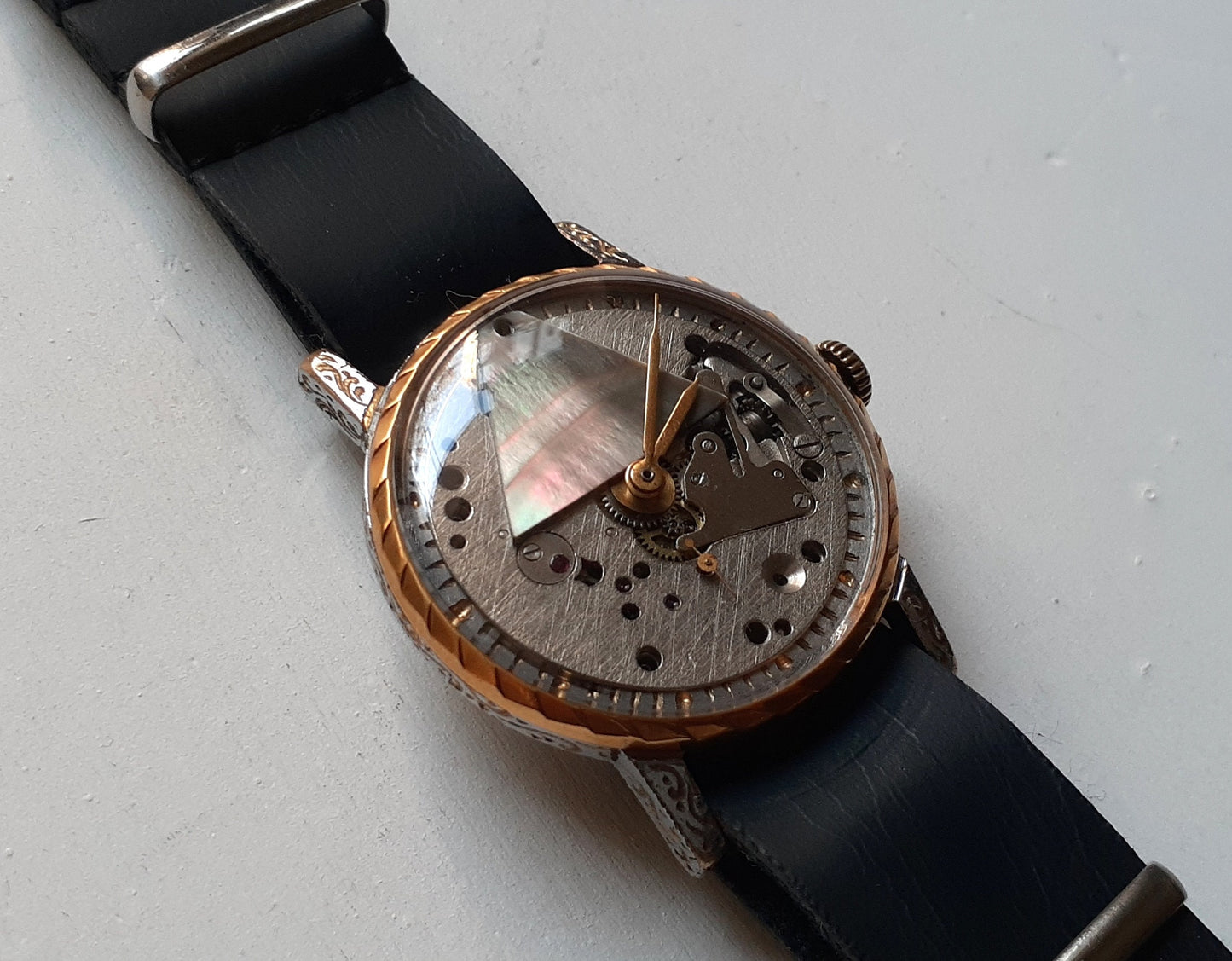 Skeleton Watch with pearl pyramid ,Soviet watch ,Ukraine watch ,Vintage Watch ,Mens watch ,Mechanical watch, classic watch- USSR Vintage