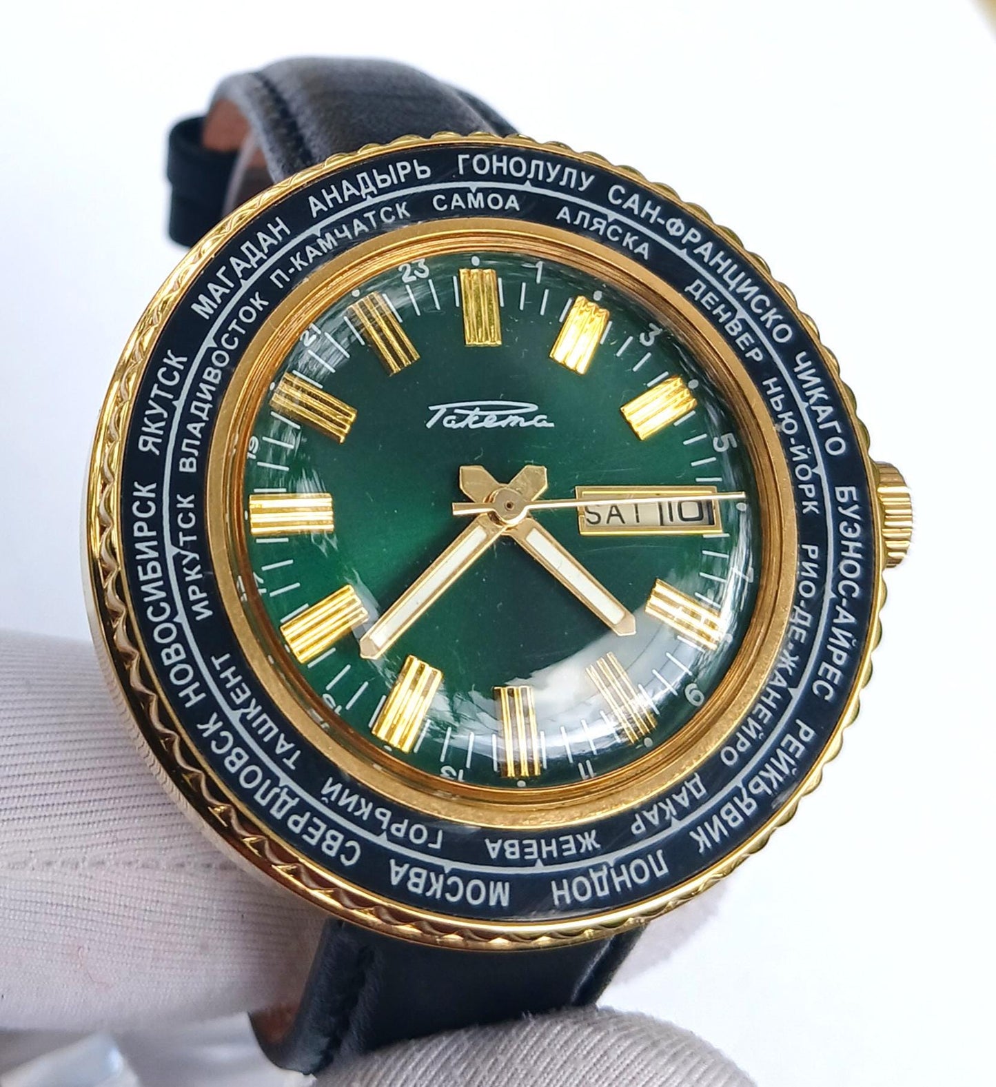 GMT watch, Cities watch, Soviet watch "Raketa" ,Mens watch ,Vintage Watch, Ukraine watch , Mechanical watch