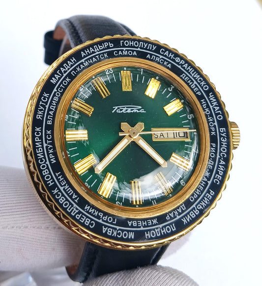 GMT watch, Cities watch, Soviet watch "Raketa" ,Mens watch ,Vintage Watch, Ukraine watch , Mechanical watch