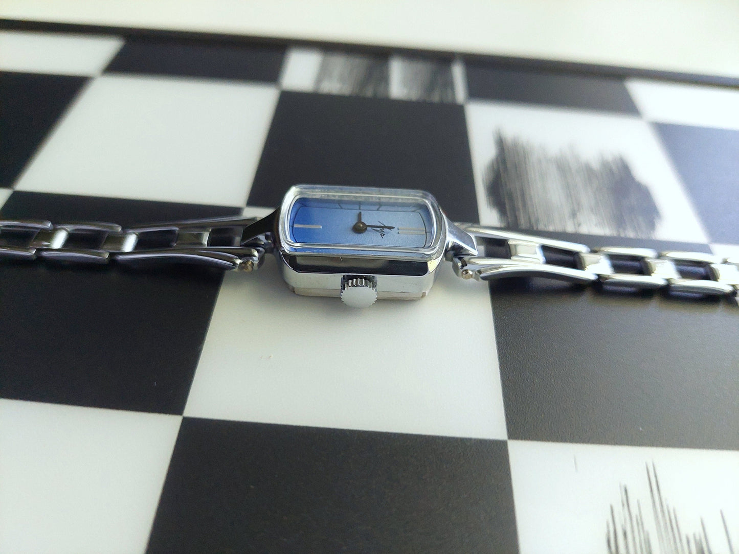 New watch "Luch" with box and papers , Vintage Watch ,Womens watch ,silver watch , Mechanical watch
