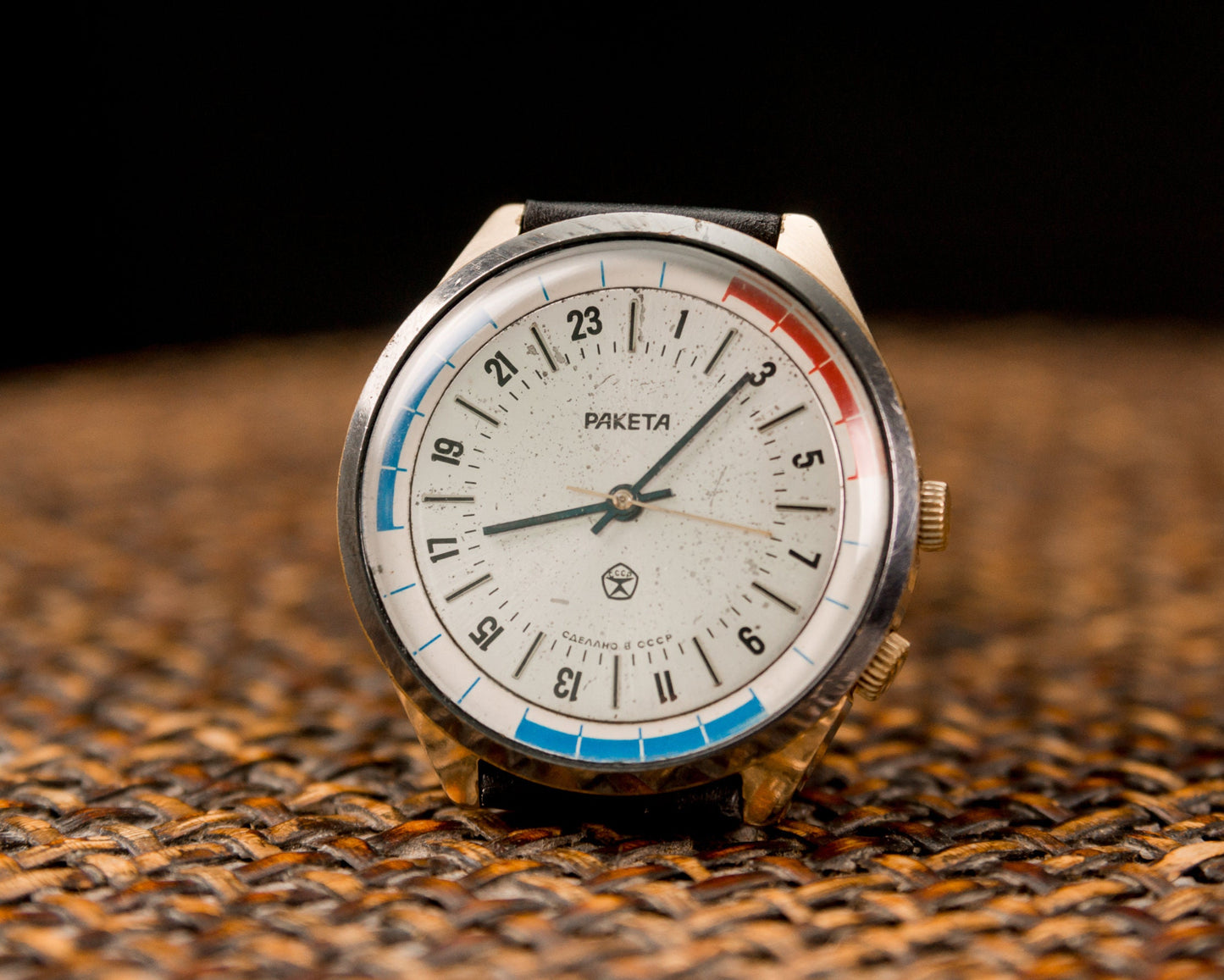 Soviet watch "Raketa" , 24 hours watch, Mens watch,classic watch,  Ukraine watch, Vintage Watch ,Mens watch, boyfriends watch, violet Watch