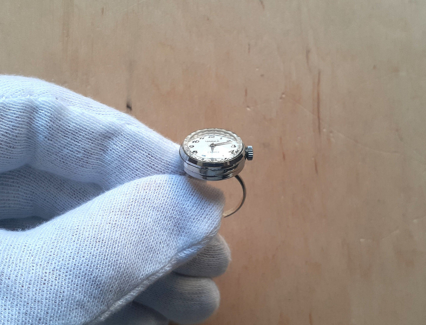 Watch ring "Chaika" ,Soviet watch ,Sterling Silver Ring watch